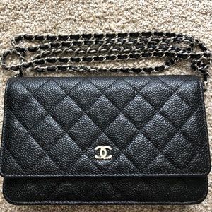 Chanel WOC wallet on a chain black caviar